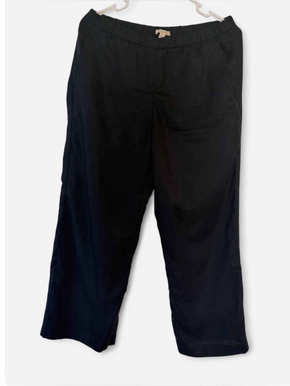 Eileen Fisher Black Organic Linen Cropped Pants XS Petite